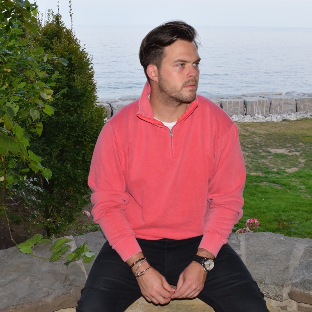 Vintage salmon quarter zip sweater